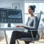 Digital marketer in a norwegian office using gamification dashboard to boost seo engagement